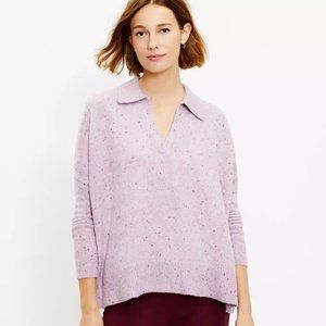 Flecked Polo Poncho Sweater